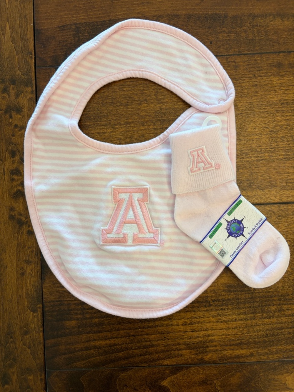 NWT UofA Pink Baby Bib & Socks Set